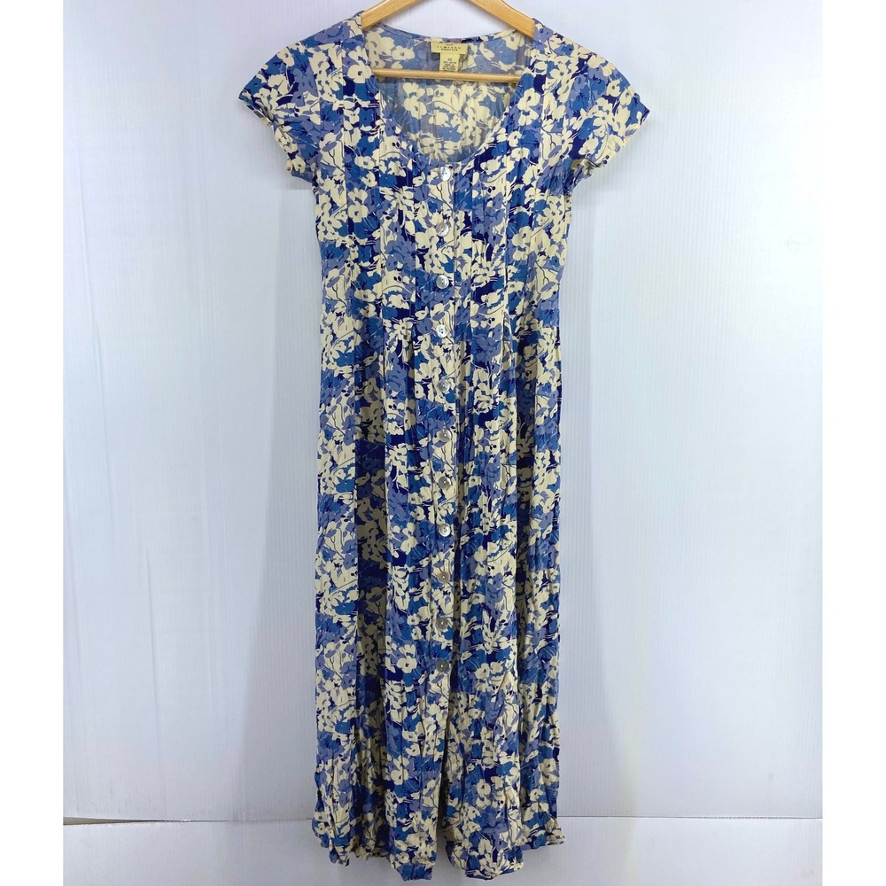 VTG 80s 90s Limited America Blue‎ Dream Floral Maxi Dress Womens XS